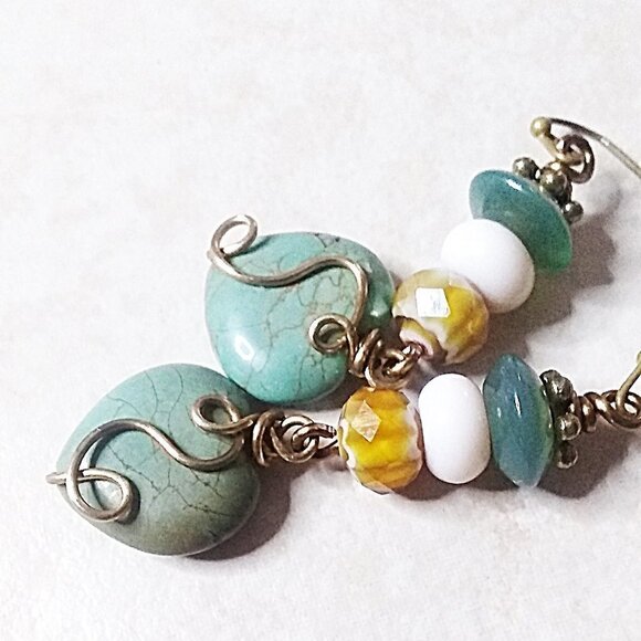 LOVER'S GIFT ALERT! African Turquoise Heart Earrings - Unique & One-of-a-Kind - Picture 6 of 9